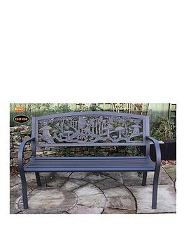 Product photograph of Gardeco Steel Framed Cast Iron Bench With Fairies from very.co.uk