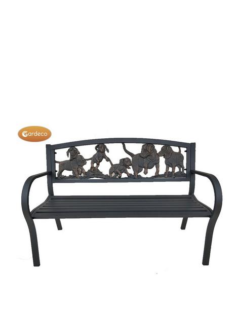 gardeco-steel-framed-cast-iron-bench-with-puppies