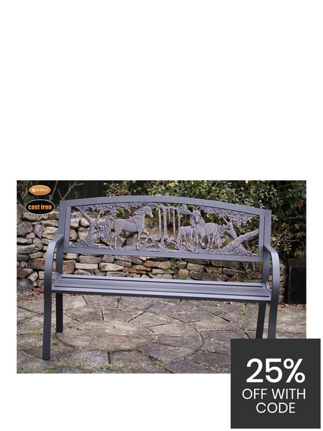 gardeco-steel-framed-cast-iron-bench-with-unicorns