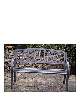 Product photograph of Gardeco Steel Framed Cast Iron Bench With Unicorns from very.co.uk