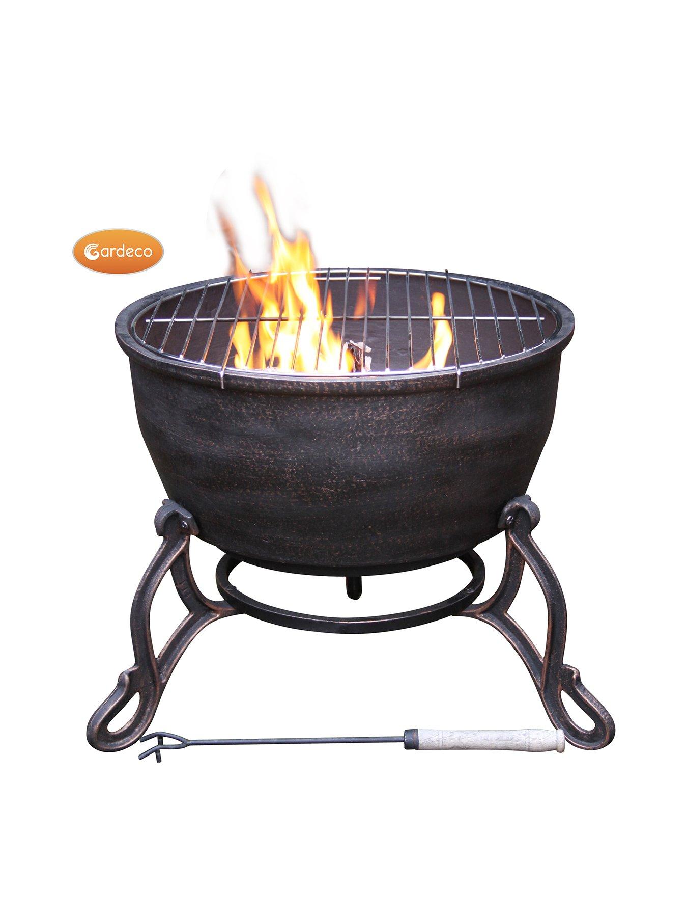 Product photograph of Gardeco Elidir Cast Iron Fire Bowl Including Bbq Grill from very.co.uk