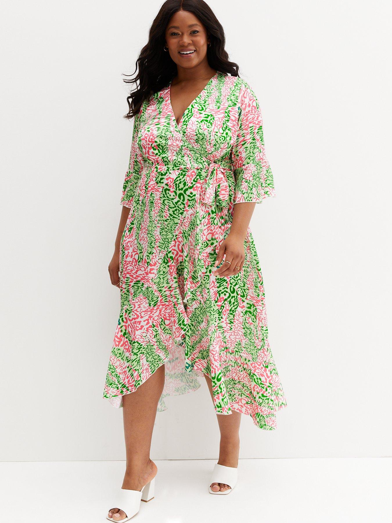 Green animal hotsell print wrap dress