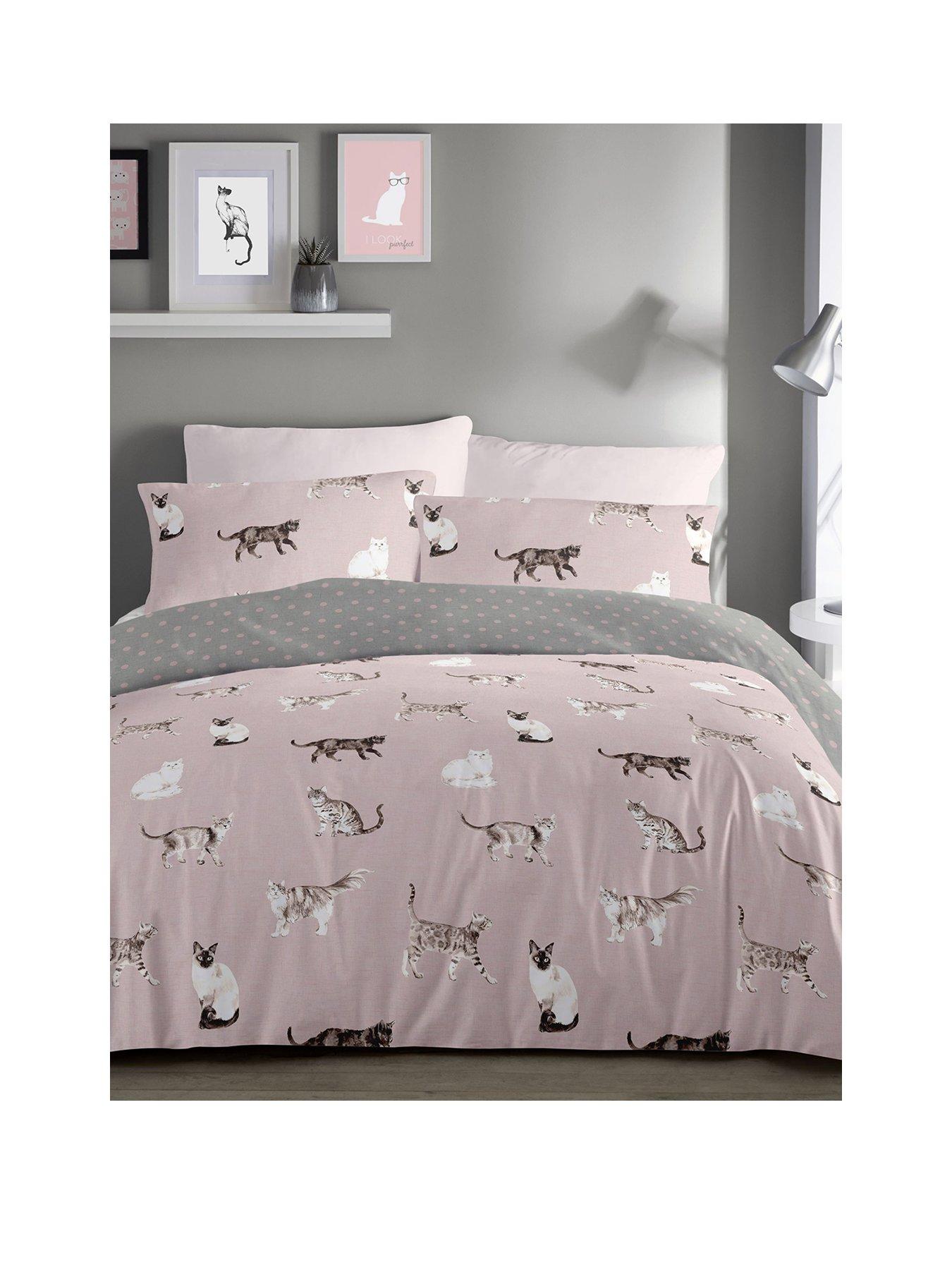 Product photograph of Fusion Cats Duvet Cover Set - Blush from very.co.uk