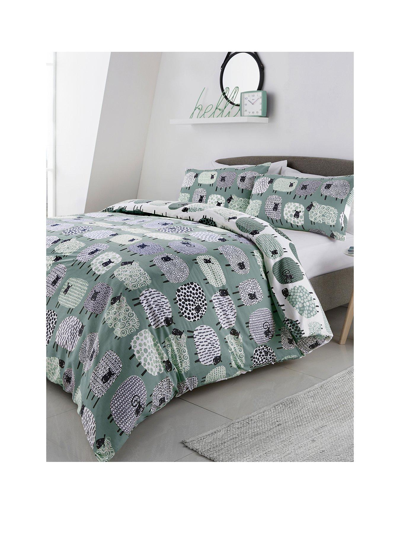 Product photograph of Fusion Dotty Sheep Duvet Cover Set - Duck Egg - Duck Egg from very.co.uk