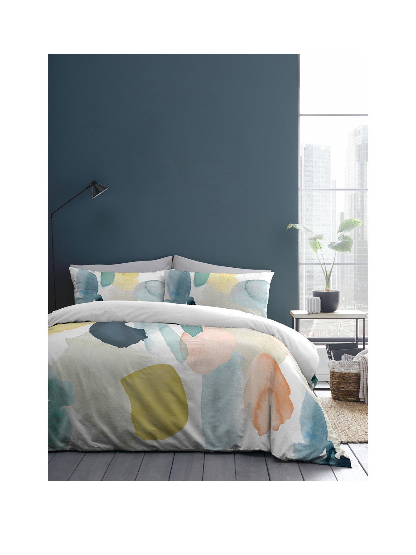 Product photograph of Appletree Solace Watercolour 100 Cotton Duvet Cover Set from very.co.uk