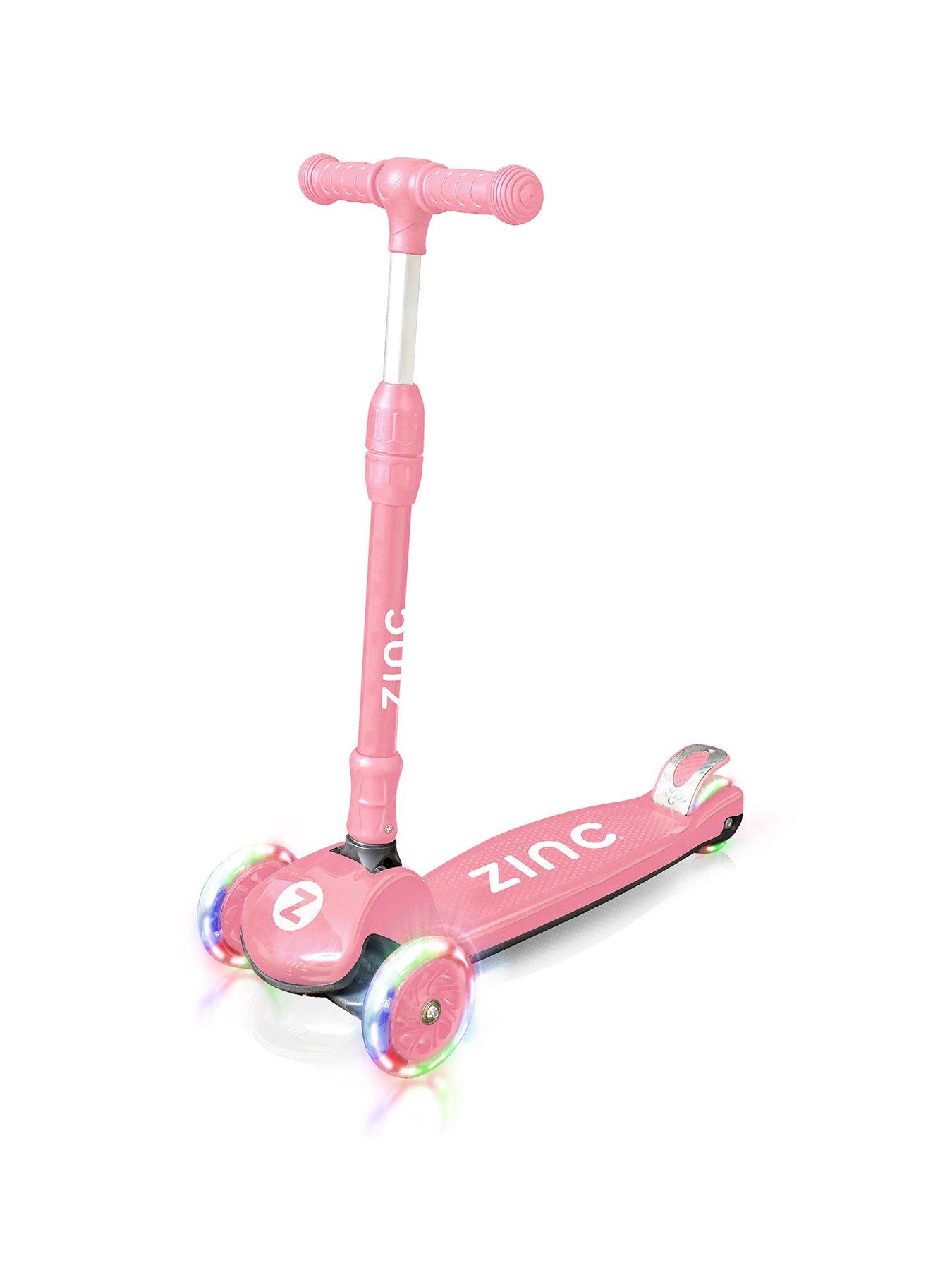Zinc Three Wheeled Folding Light Up T-motion Scooter (Blush Pink)