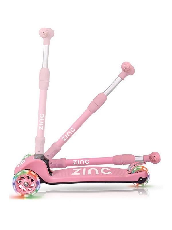 Image 2 of 4 of Zinc Three Wheeled Folding Light Up T-motion Scooter (Blush Pink)