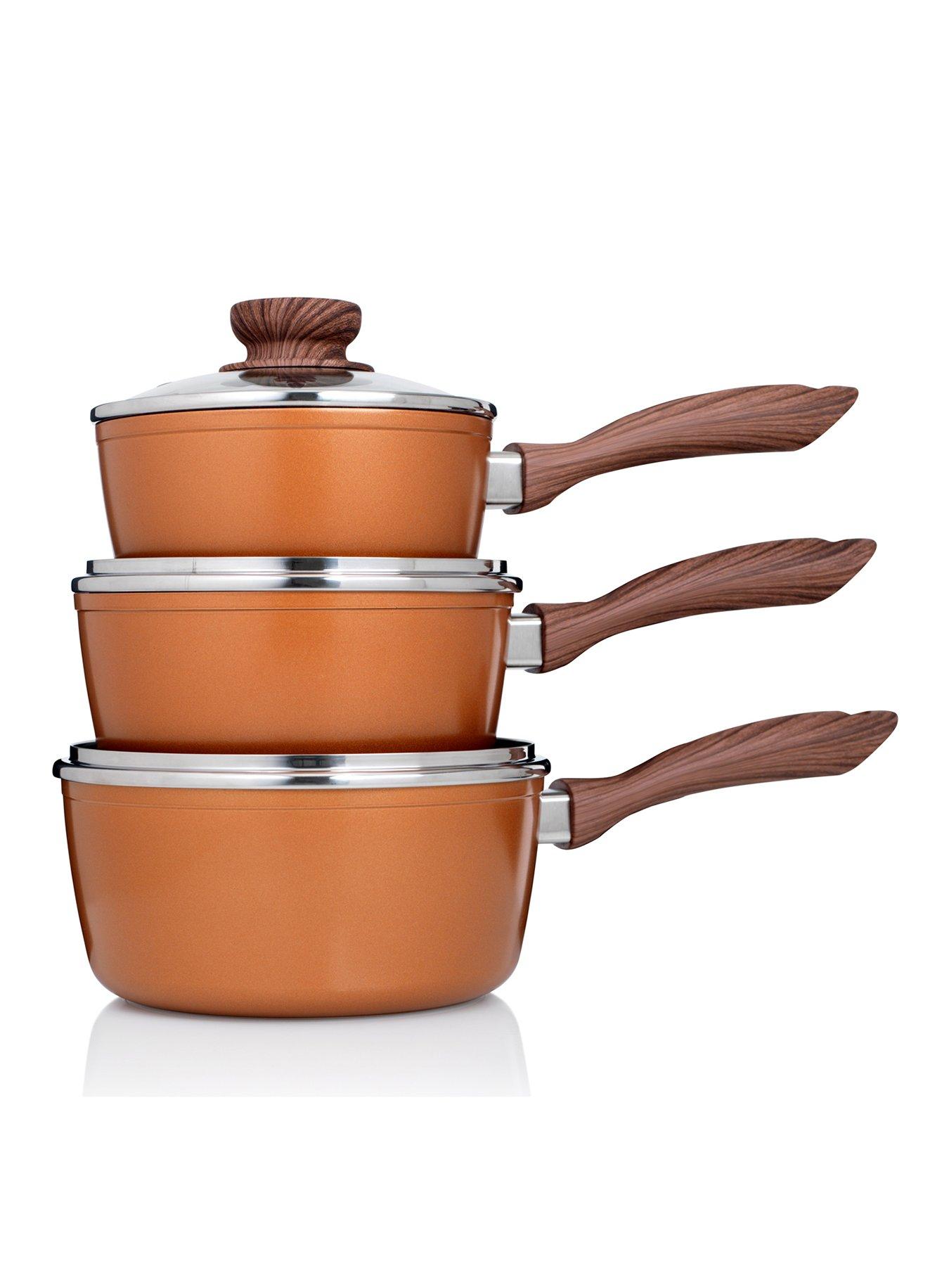 JML Copper Stone Non-stick Saucepan set with lids 16cm, 18cm, 20cm