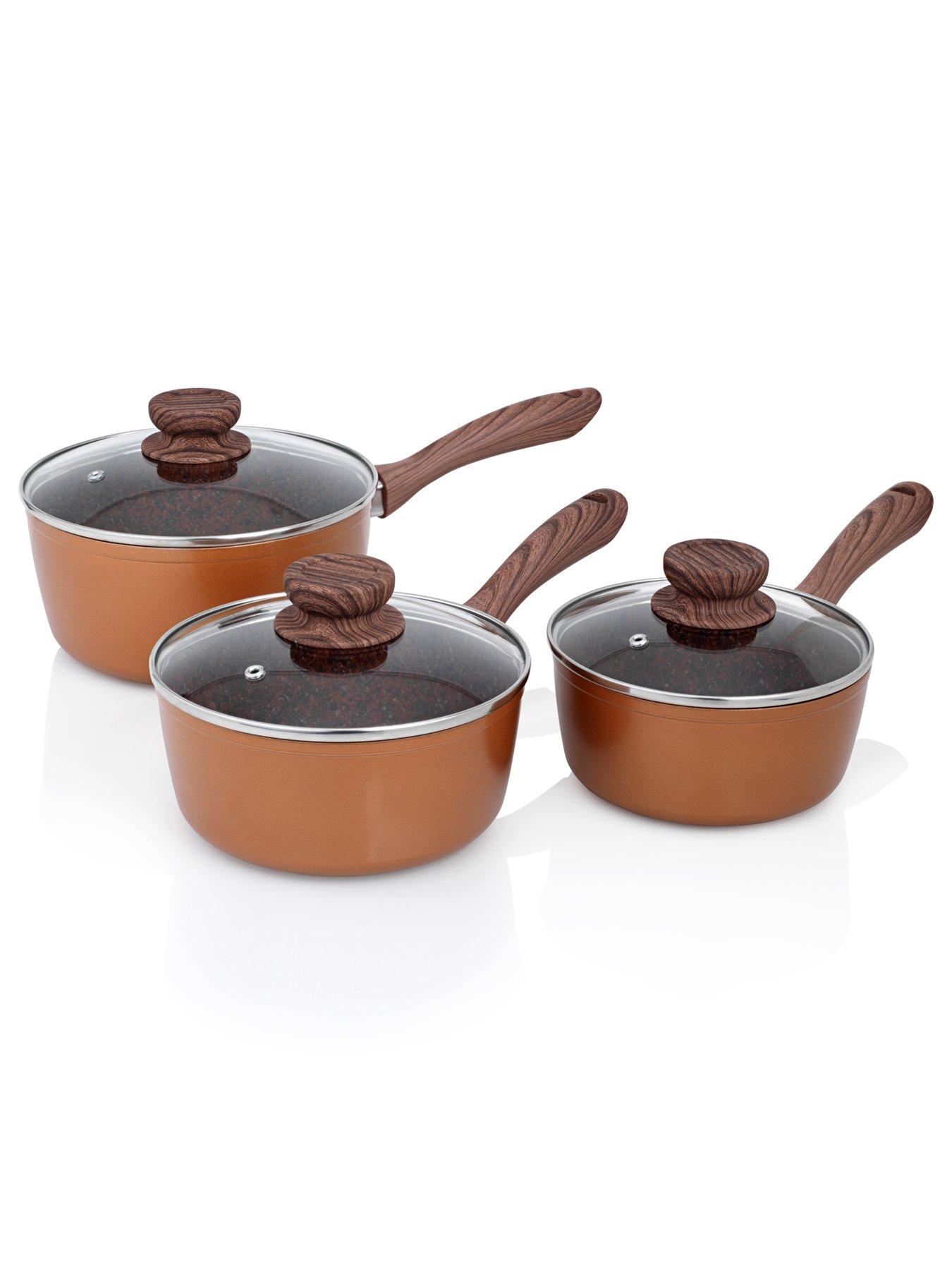 Image 2 of 6 of JML Copper Stone Saucepan Set with Lids