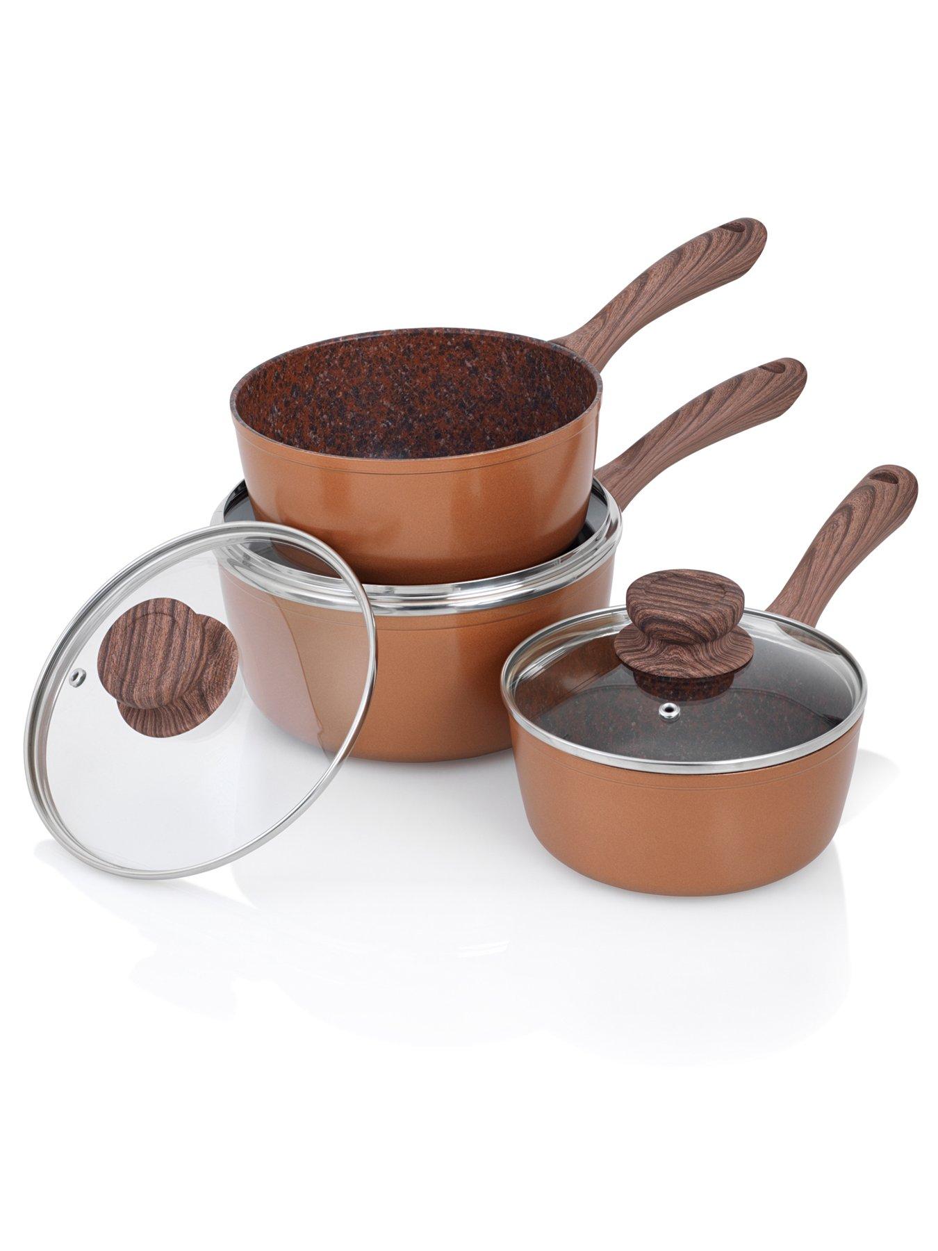 Image 3 of 6 of JML Copper Stone Saucepan Set with Lids