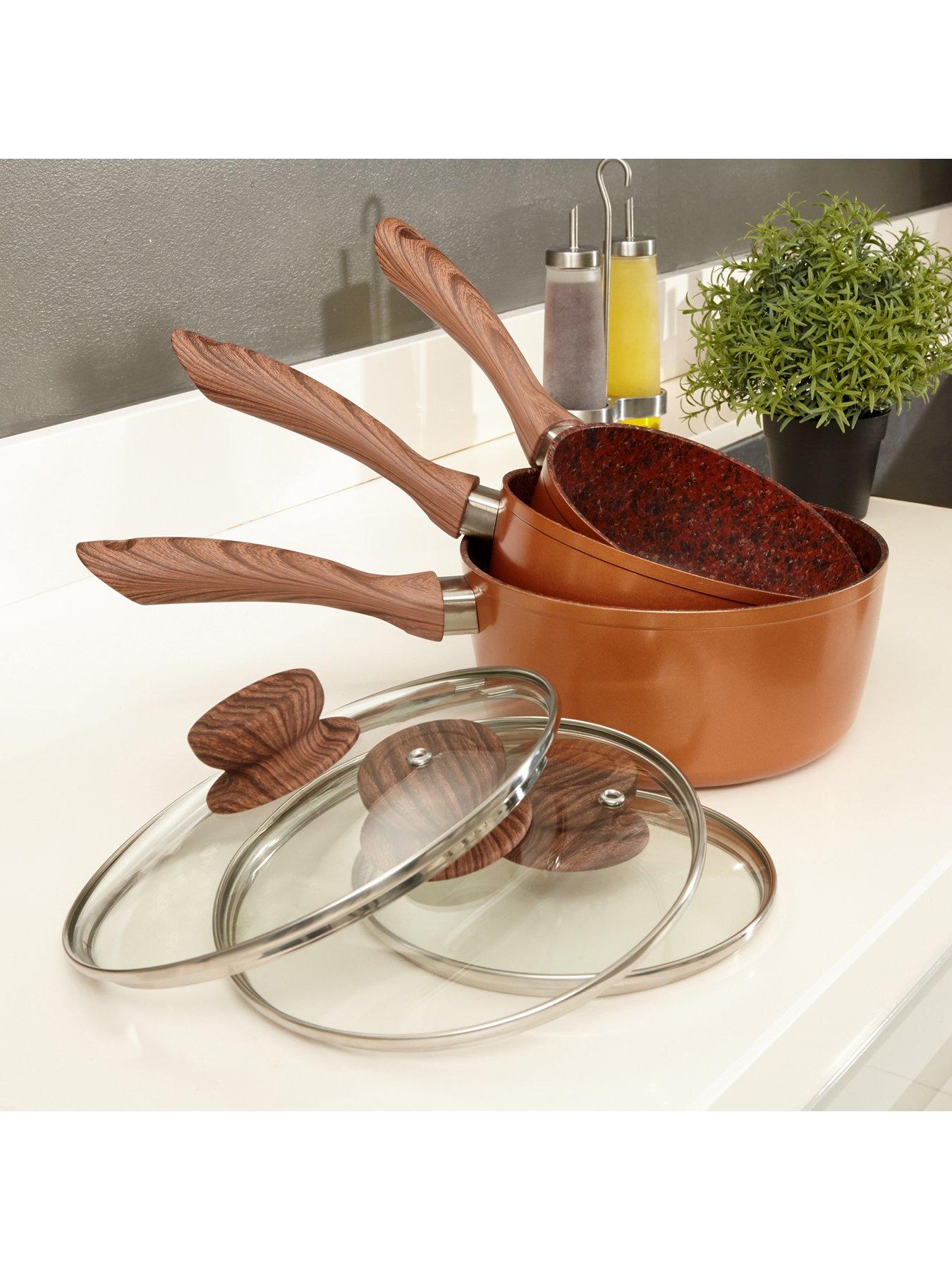 Image 5 of 6 of JML Copper Stone Saucepan Set with Lids