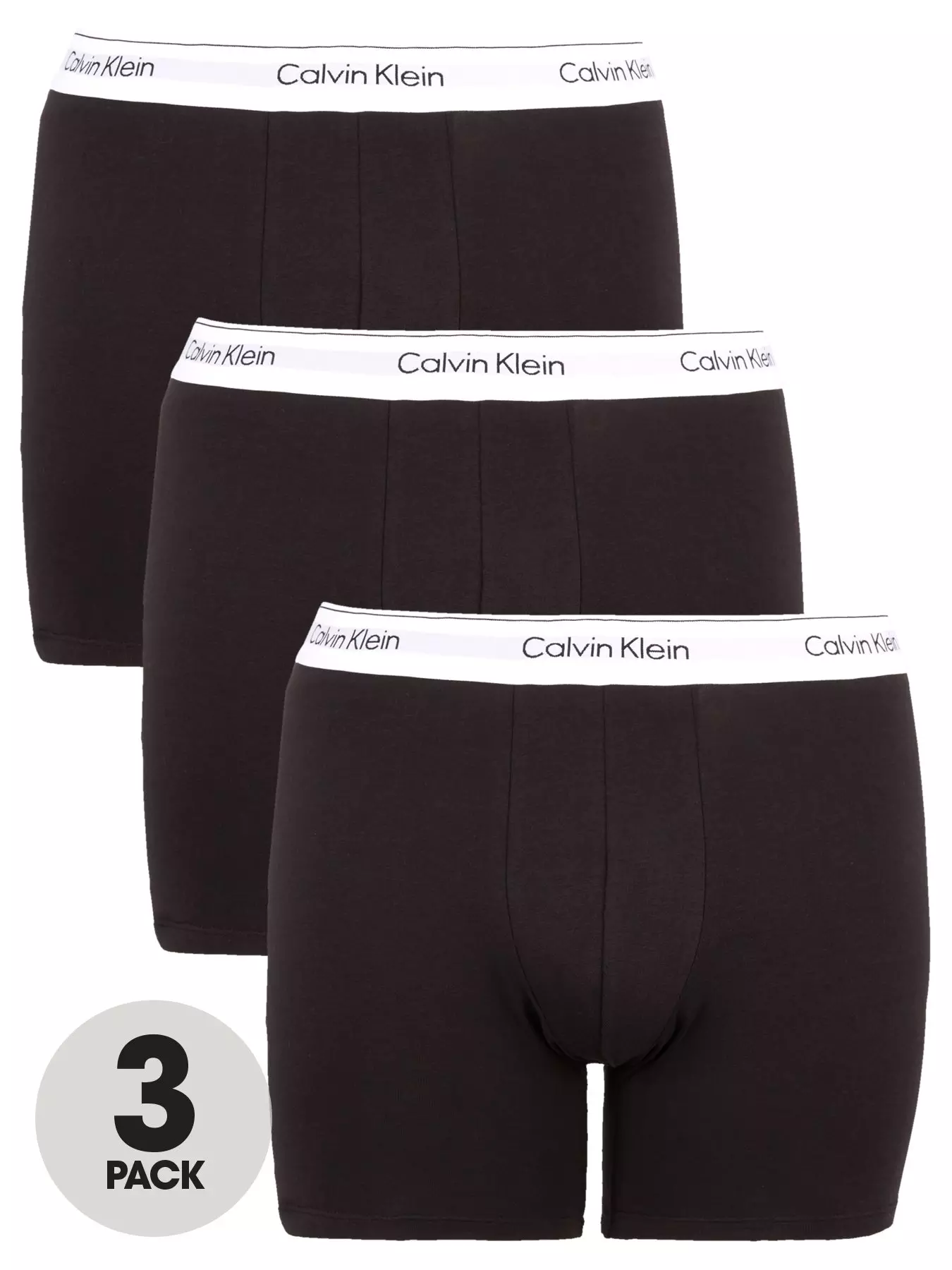 Men 3-Pack Calvin Klein 100% Cotton Boxer Briefs Classic Fit CK Underwear  Black