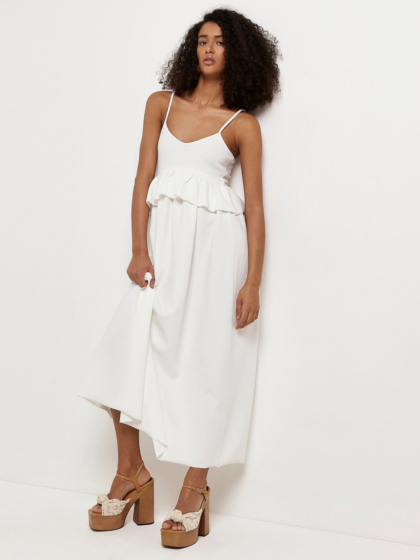 River island white midi hot sale dress