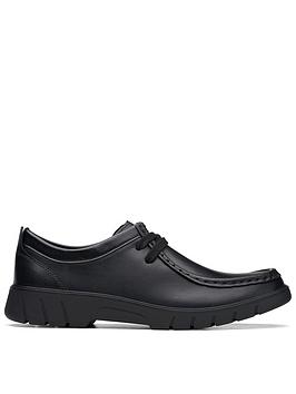clarks youth branch low school shoe - black leather