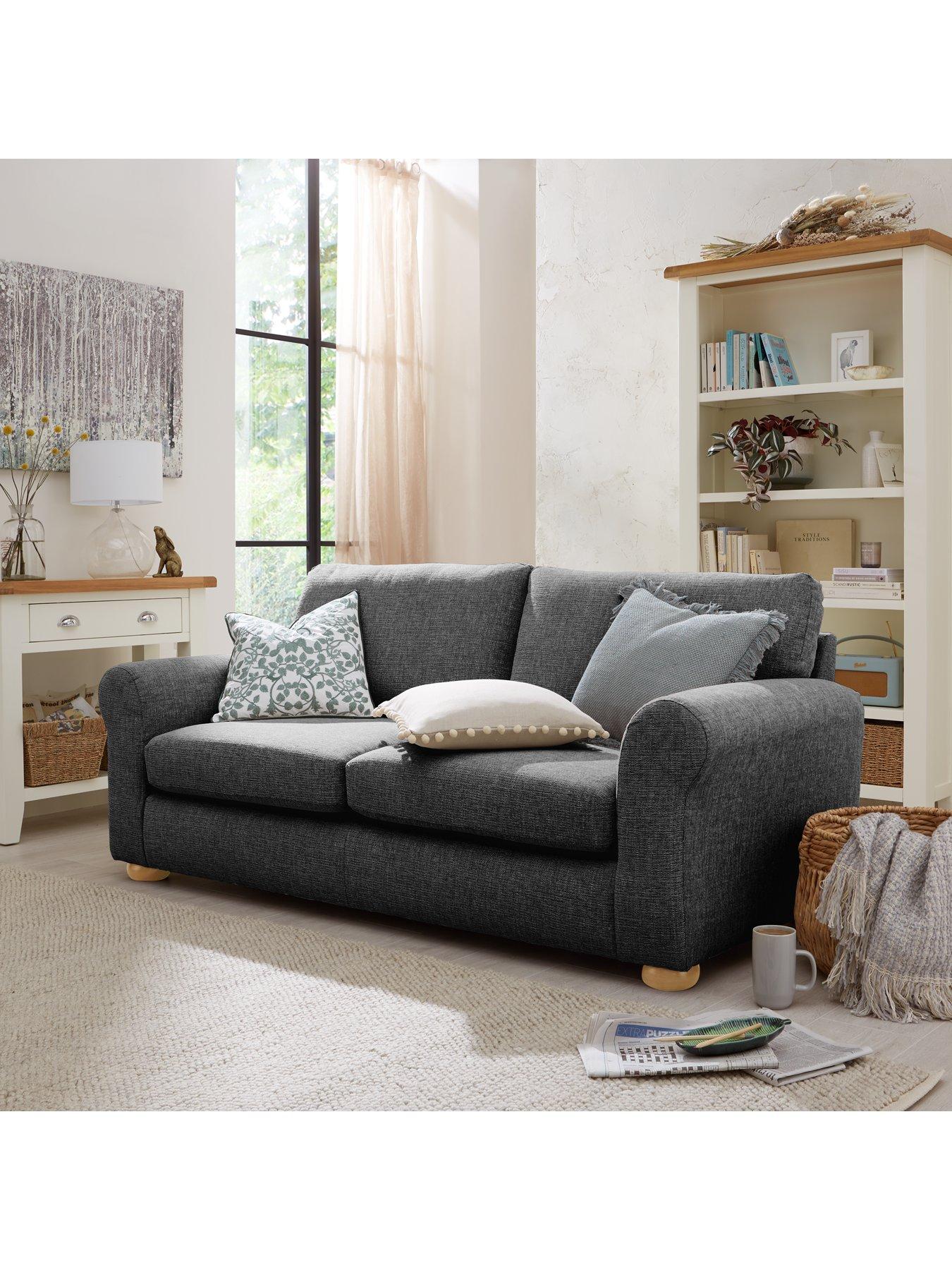 Product photograph of Very Home Bailey Fabric 2 Seater Sofa - Charcoal from very.co.uk