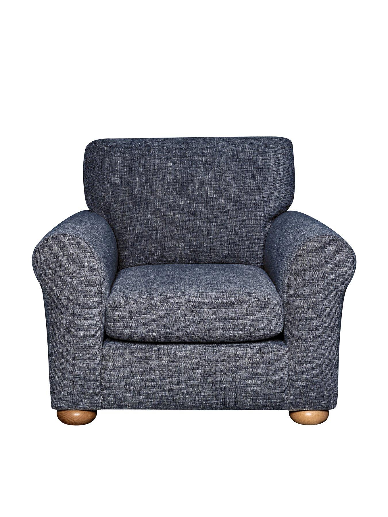 Product photograph of Very Home Bailey Fabric Armchair - Navy from very.co.uk