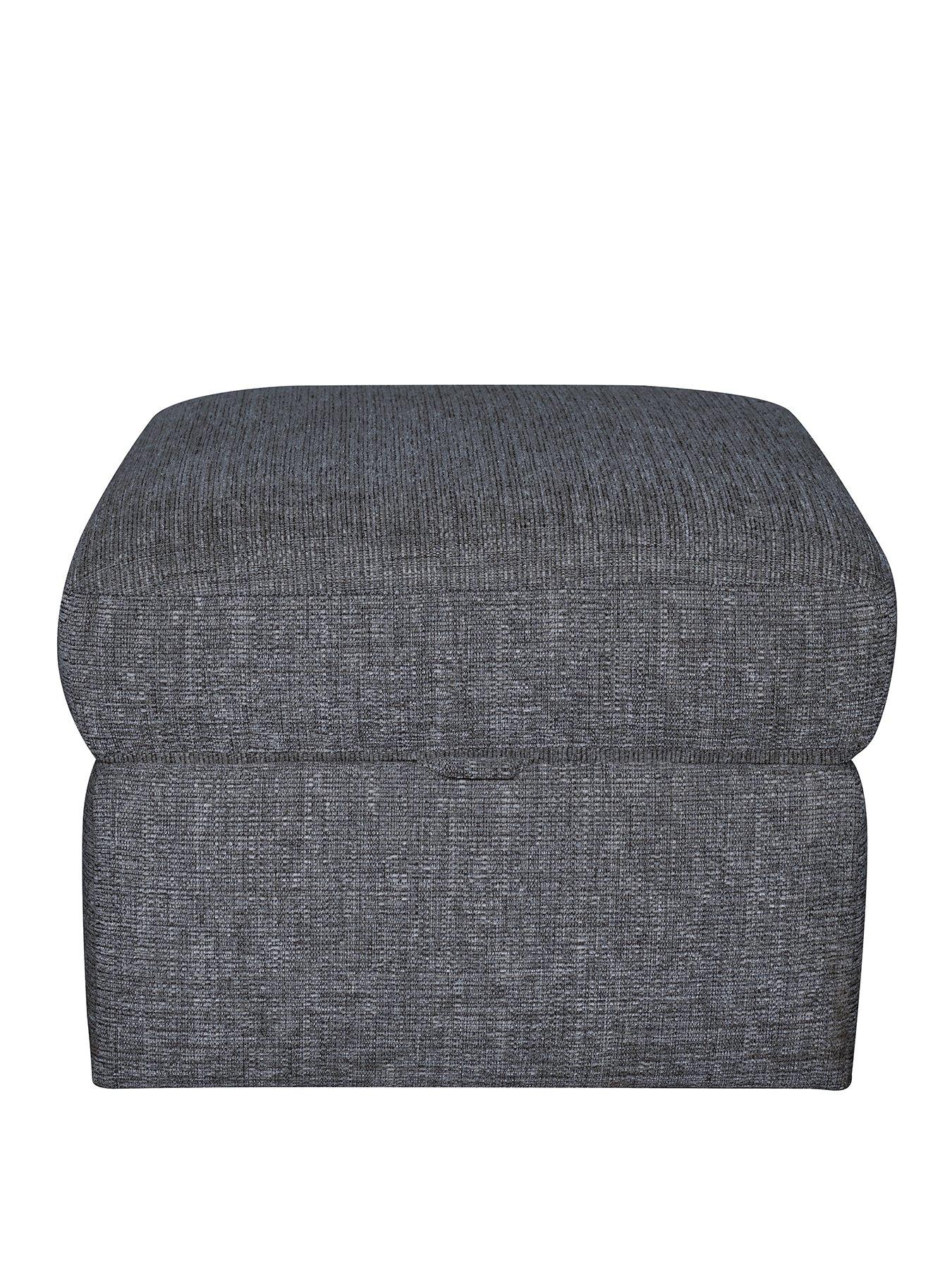Product photograph of Very Home Bailey Fabric Footstool - Navy from very.co.uk