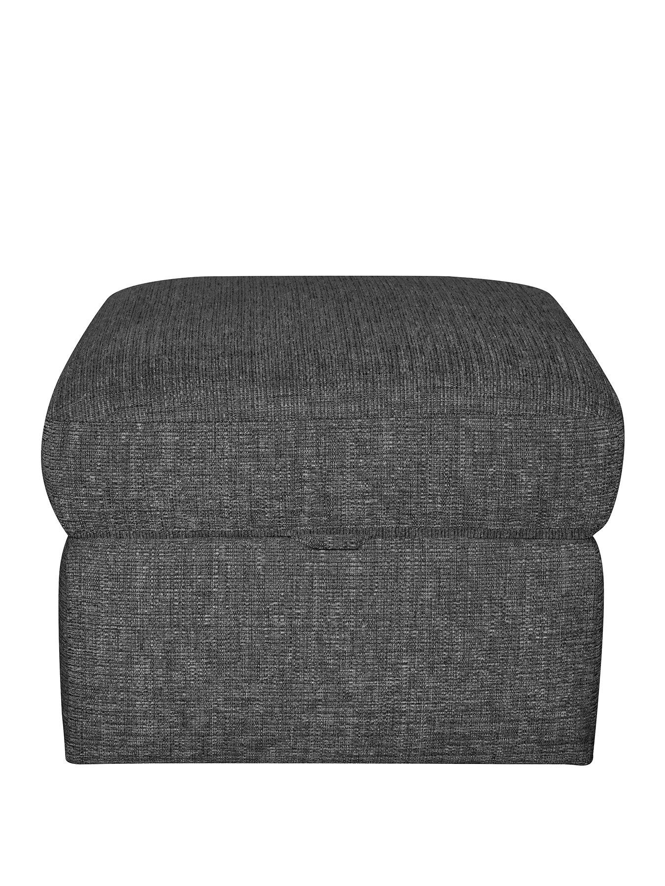Product photograph of Very Home Bailey Fabric Footstool - Charcoal from very.co.uk