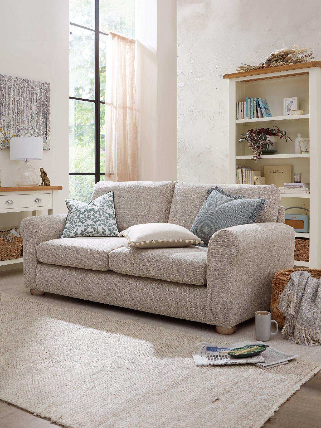 Product photograph of Very Home Bailey Fabric 2 Seater Sofa - Stone from very.co.uk