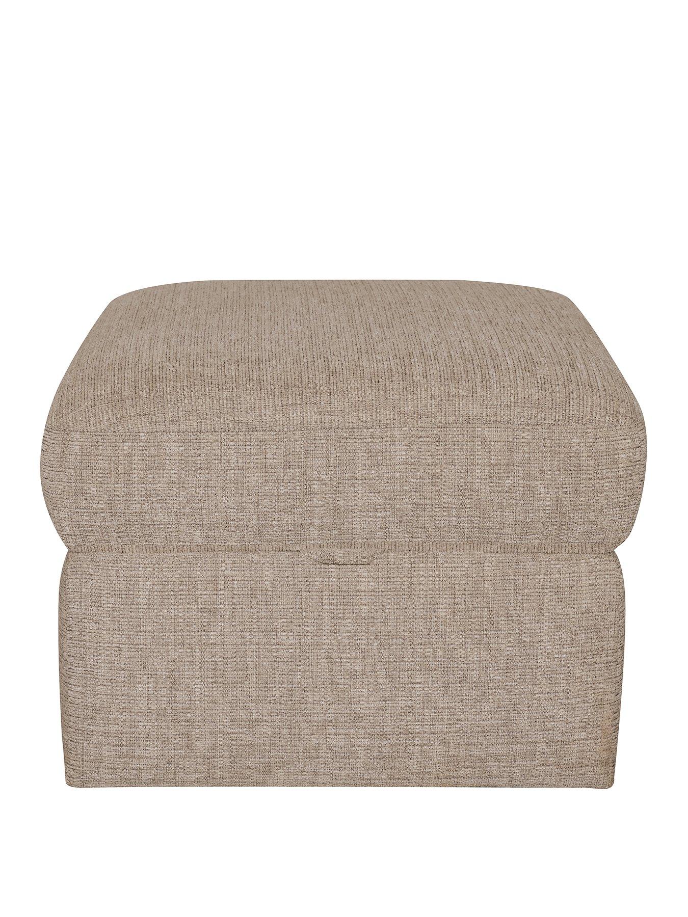 Product photograph of Very Home Bailey Fabric Footstool - Stone from very.co.uk