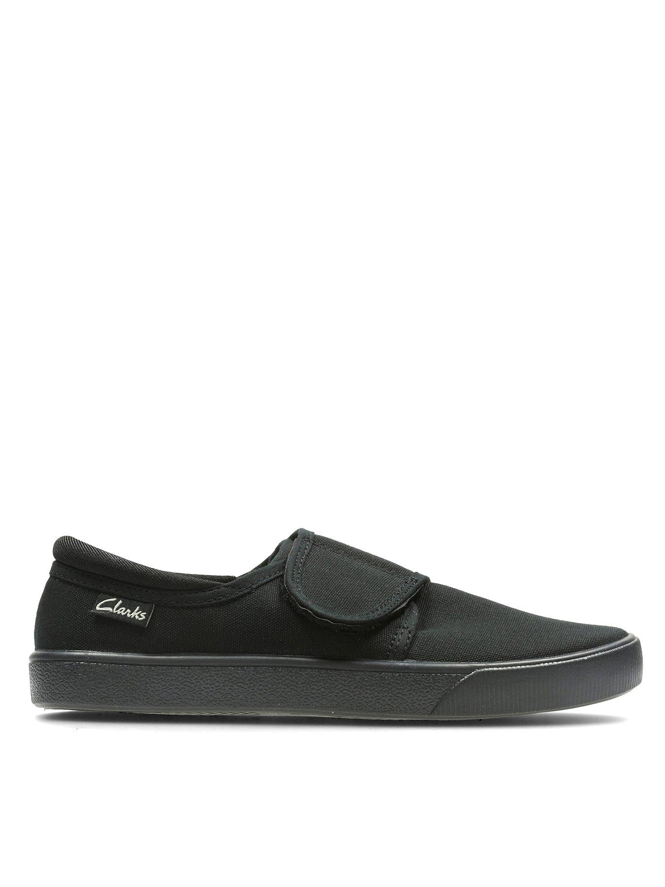 Clarks Kids Hopper Run Canvas Strap Plimsoll - Black