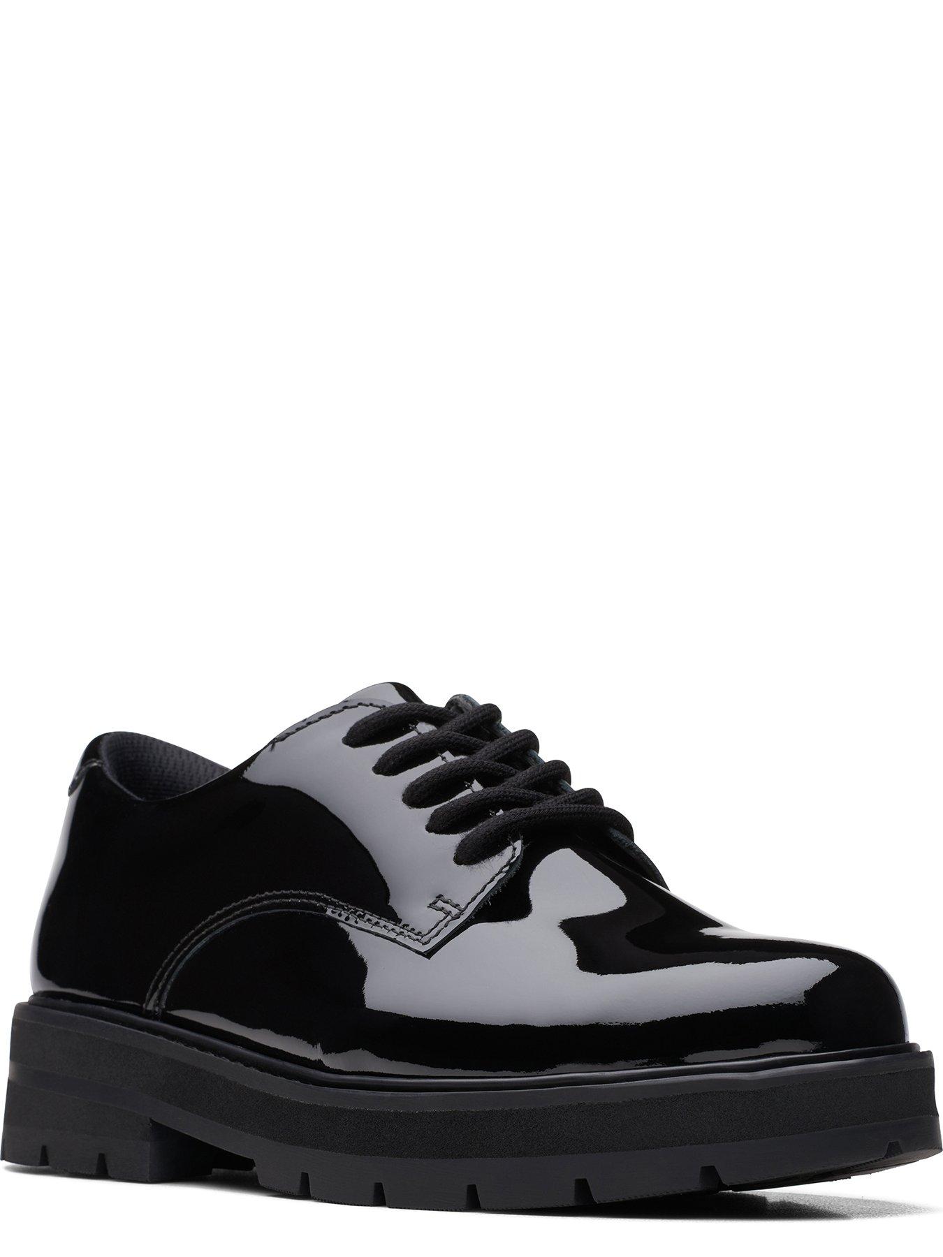 Clarks Kid Prague Lace Chunky Lace Up School Shoe - Black | Very.co.uk