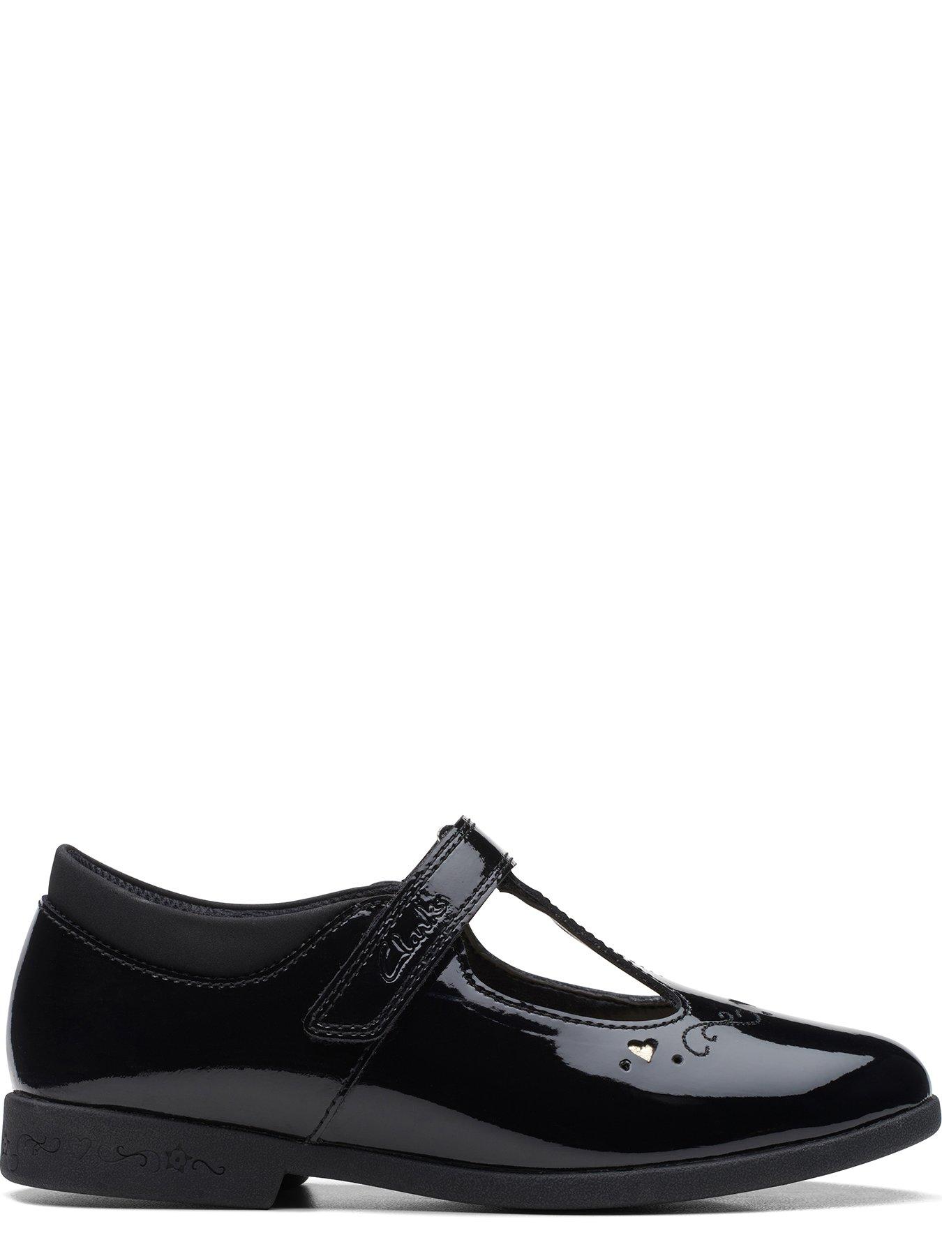 Clarks girls hot sale black shoes