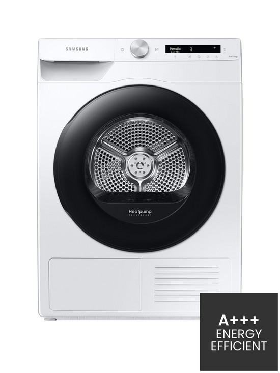 front image of samsung-series-5-dv90t5240aws1-with-optimaldrytrade-heat-pump-tumble-dryer-9kg-load-a-rated-white