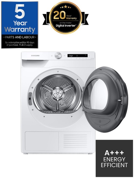 stillFront image of samsung-series-5-dv90t5240aws1-with-optimaldrytrade-heat-pump-tumble-dryer-9kg-load-a-rated-white