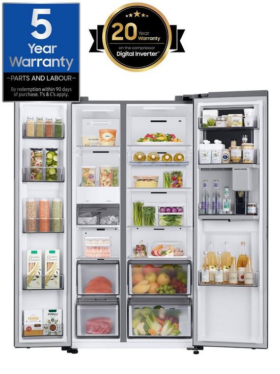 stillFront image of samsung-series-9-rh69b8931s9eu-american-fridge-freezer-with-beverage-centertrade-e-rated-matte-stainless