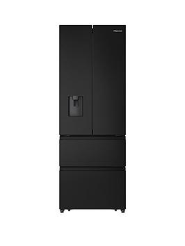 Product photograph of Hisense Rf632n4wff 70cm Wide French Door Fridge Freezer - Black Stainless Steel from very.co.uk