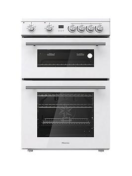 Product photograph of Hisense Hde3211bwuk Double Oven Electric Cooker With Ceramic Hob - White from very.co.uk