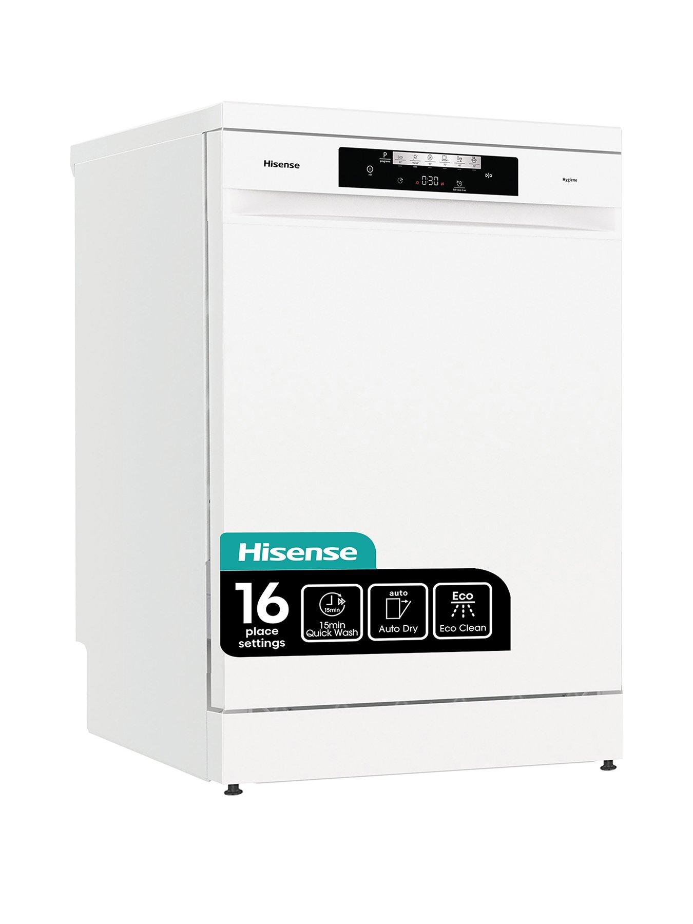 undefined HS643D60WUK 16-Place Freestanding Dishwasher with Cutlery Tray - White