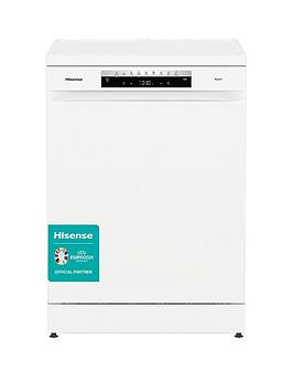 Product photograph of Hisense Hs673c60wuk 16-place Freestanding Dishwasher With Invertor Motor - White from very.co.uk