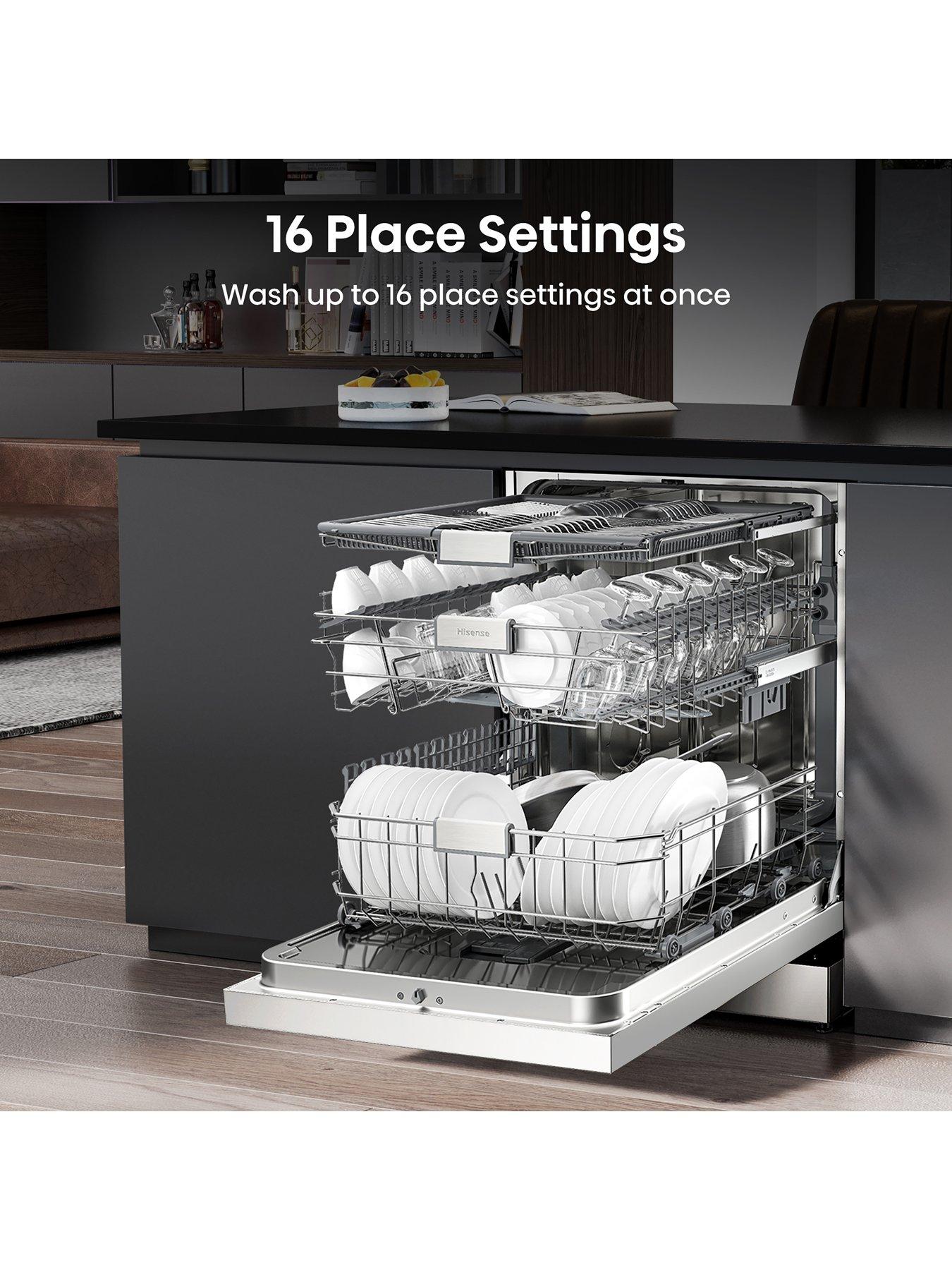 Image 2 of 8 of Hisense HS673C60WUK 16-Place Freestanding Dishwasher with Invertor Motor&nbsp;- White