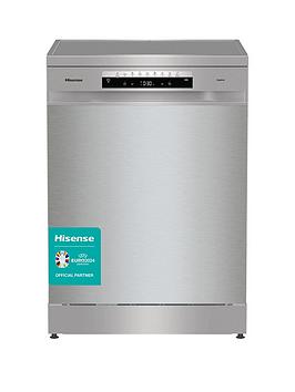 Product photograph of Hisense Hs673c60xuk 16-place Freestanding Dishwasher With Invertor Motor - Stainless Steel from very.co.uk