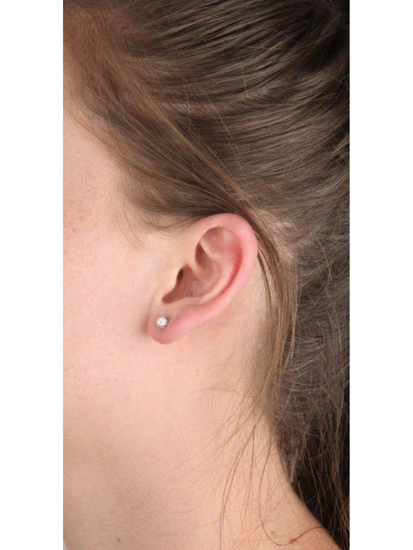 Image 4 of 7 of The Love Collection Sterling Silver Crystal 3 pack - 4mm Glitterball Studs, 6mm Heart Studs &amp; 14mm Hoops With Slider