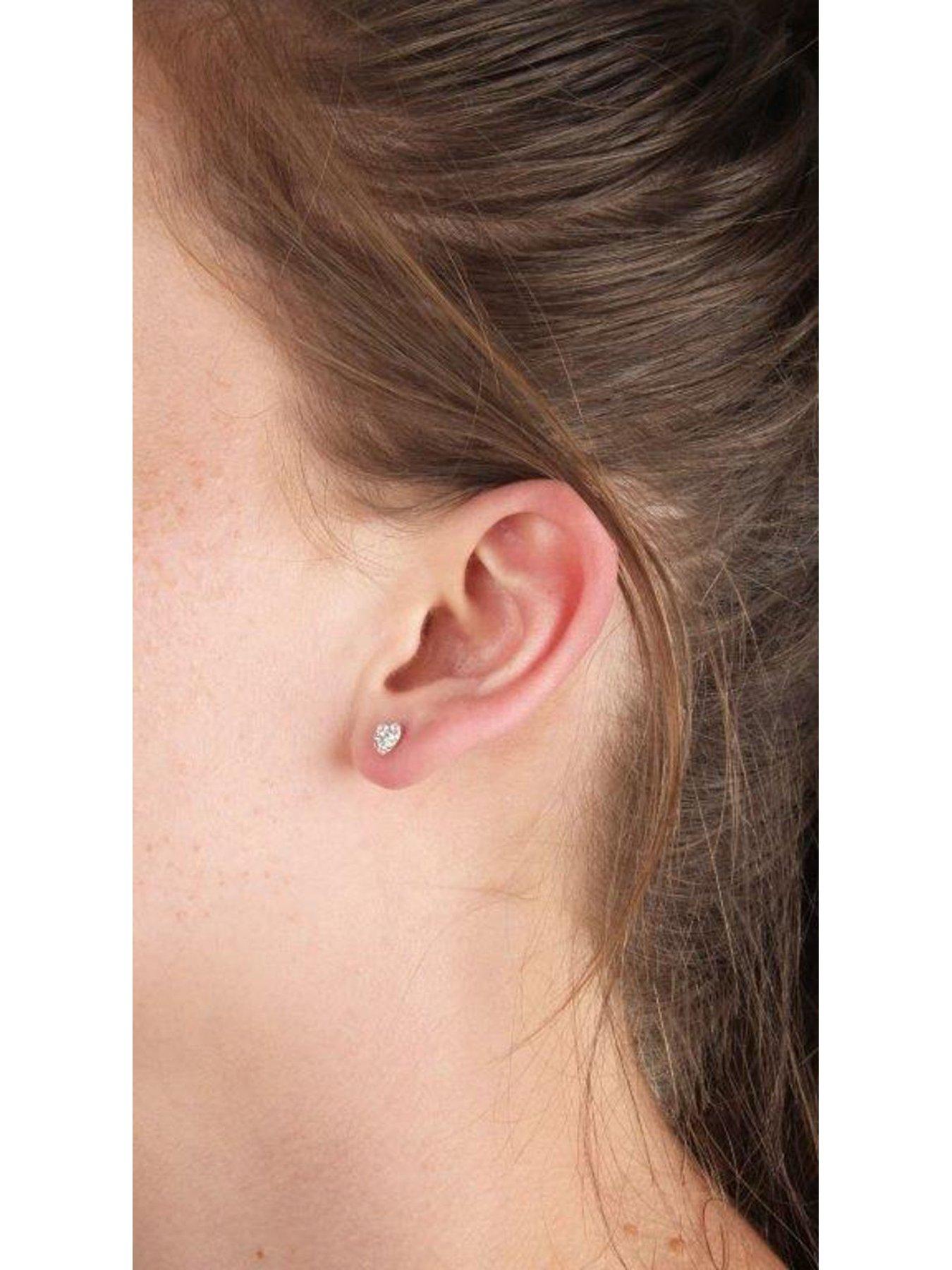 Image 6 of 7 of The Love Collection Sterling Silver Crystal 3 pack - 4mm Glitterball Studs, 6mm Heart Studs &amp; 14mm Hoops With Slider