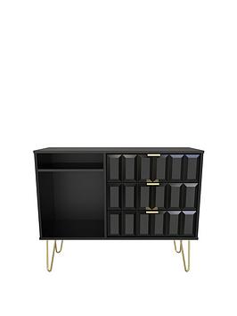 Product photograph of Swift Cube Ready Assembled 3 Drawer Tv Unit - Fits Up To To 48 Inch Tv - Black from very.co.uk