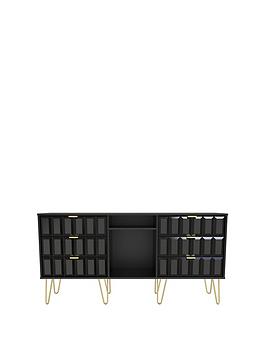 Swift Cube Ready Assembled 6 Drawer Tv Unit/Sideboard - Fits Up To 65 Inch Tv - Black
