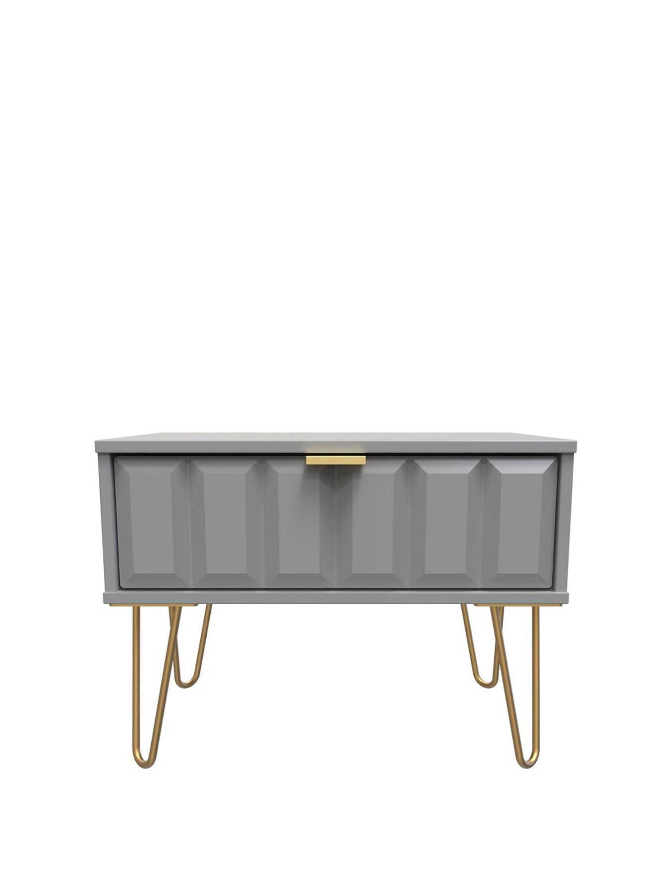 Product photograph of Swift Cube Ready Assembled 1 Drawer Lamp Table - Grey from very.co.uk
