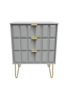 Product photograph of Swift Cube Ready Assembled 3 Drawer Midi Sideboard - Grey from very.co.uk