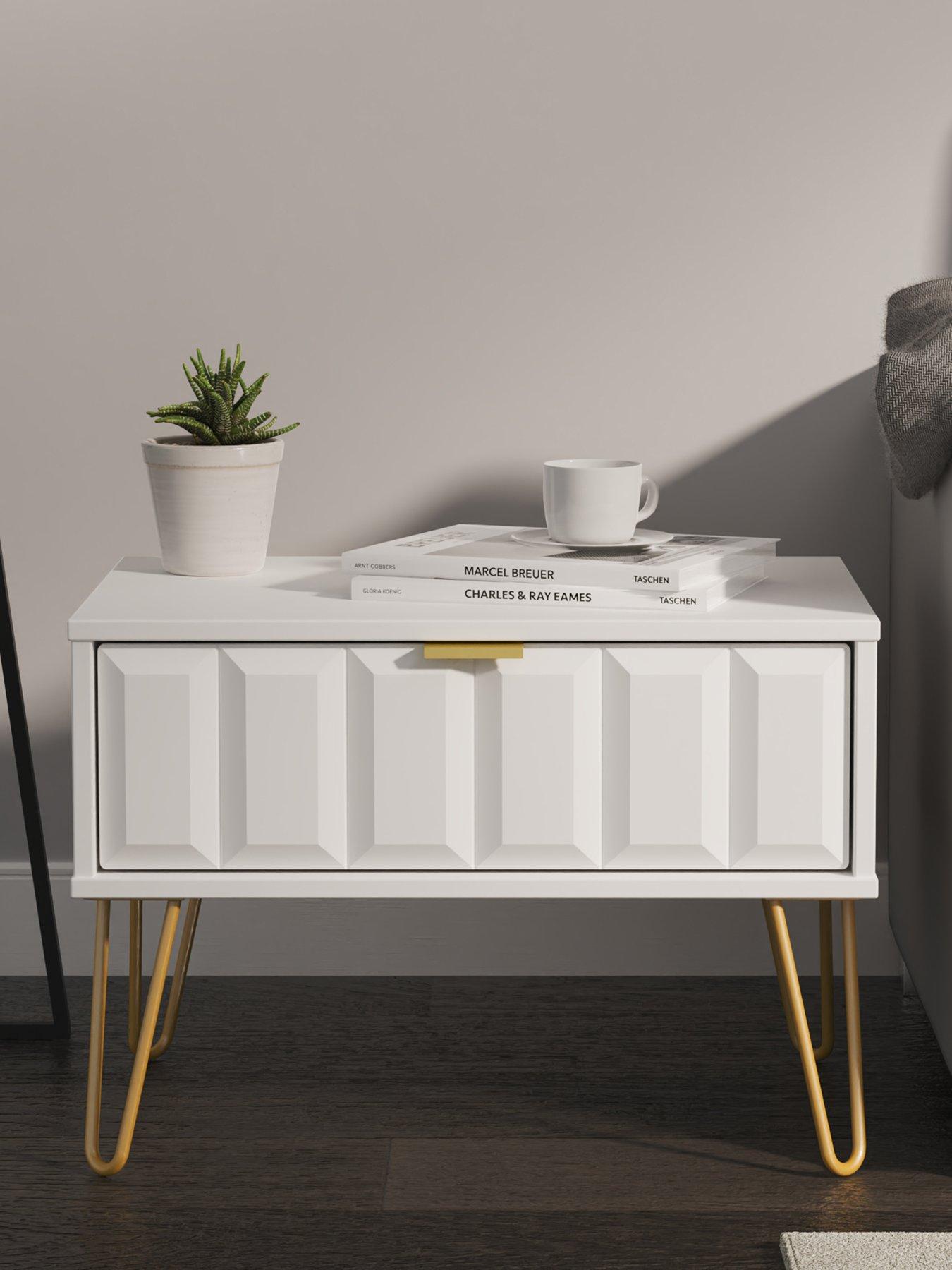 Product photograph of Swift Cube Ready Assembled 1 Drawer Lamp Table - White - Fsc Reg Certified from very.co.uk