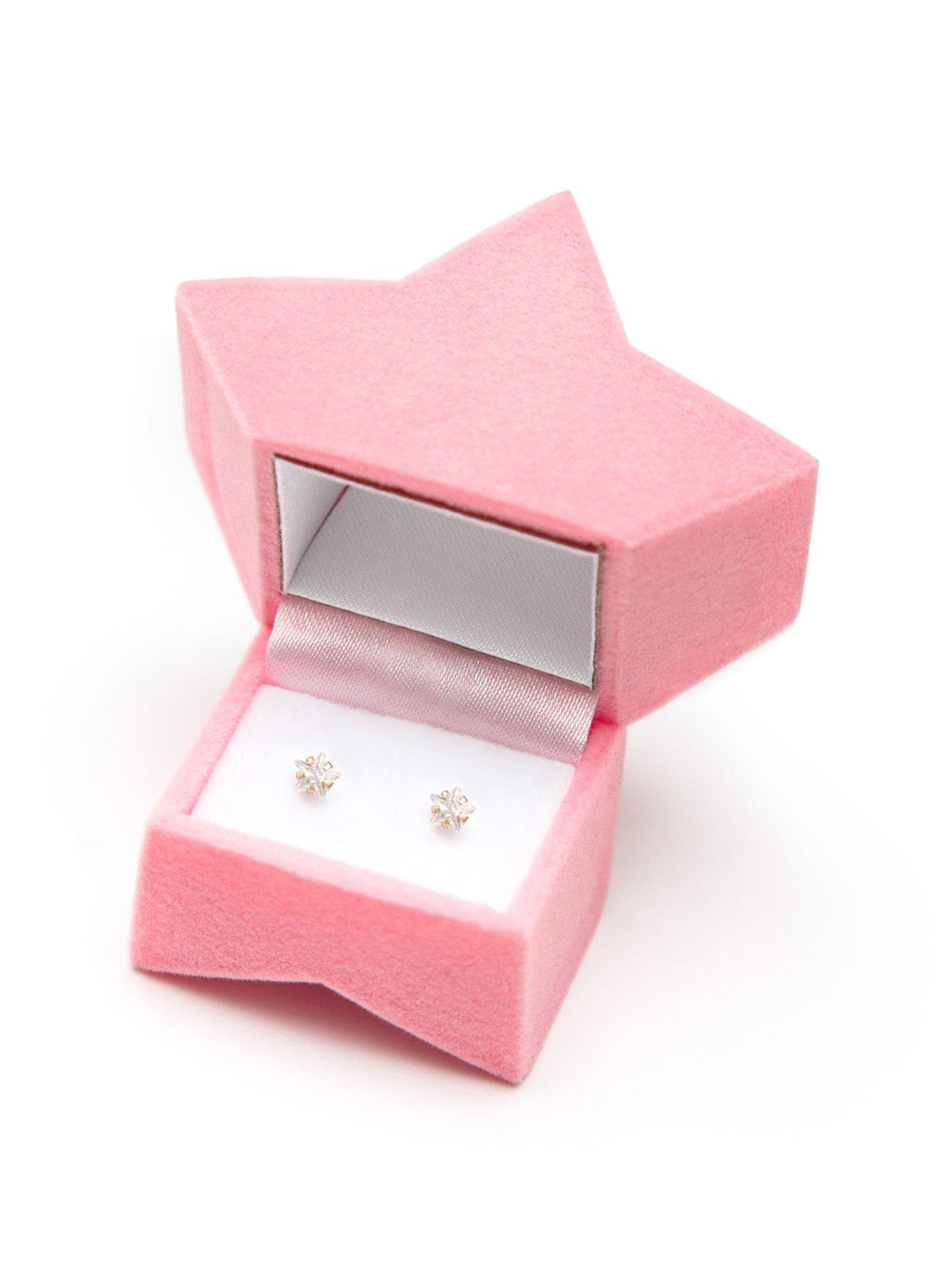 Product photograph of The Love Silver Collection 9ct Gold 4mm Kids Star Cz Studs Star Gift Box from very.co.uk