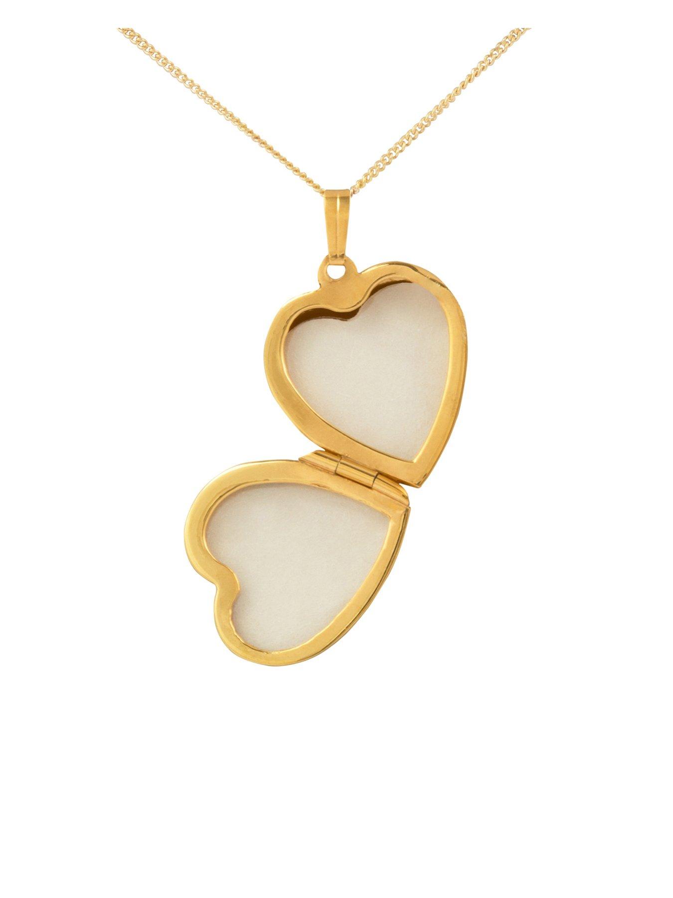 Image 3 of 5 of The Love Collection 18ct Gold Plated Sterling Silver Hand-Engraved Heart Locket, 18" Adjustable Curb Chain