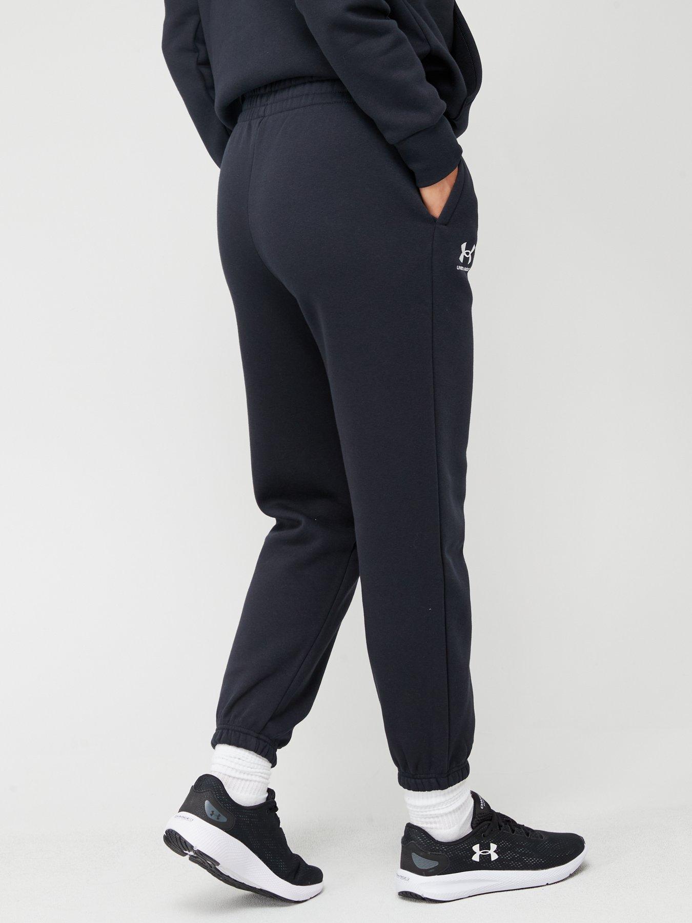 UNDER ARMOUR - Pantalon Essential Fleece Joggers Femme Black/White