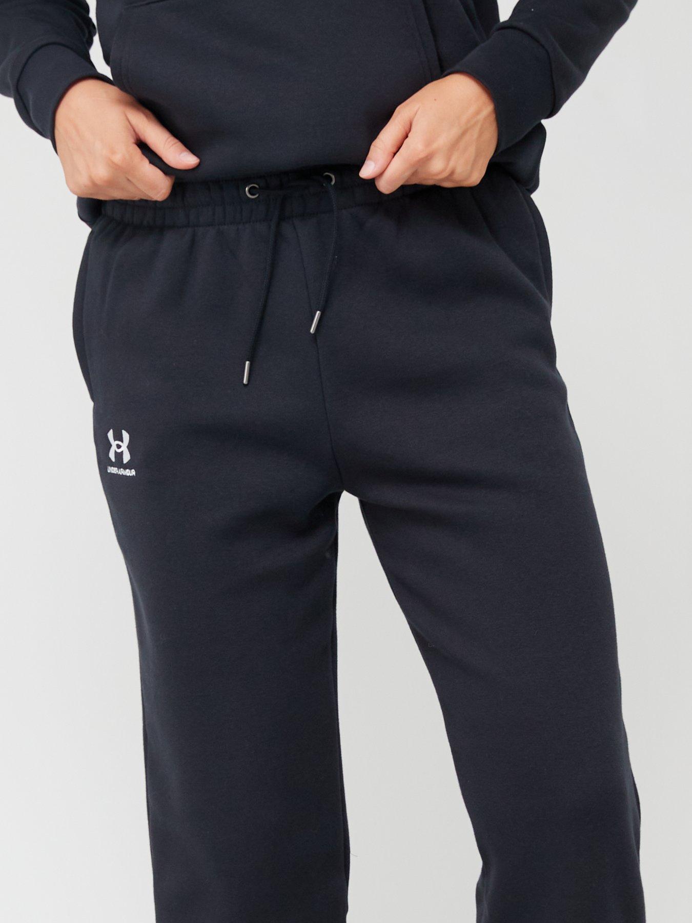 UNDER ARMOUR Essential Fleece Joggers - Black/White | Very.co.uk