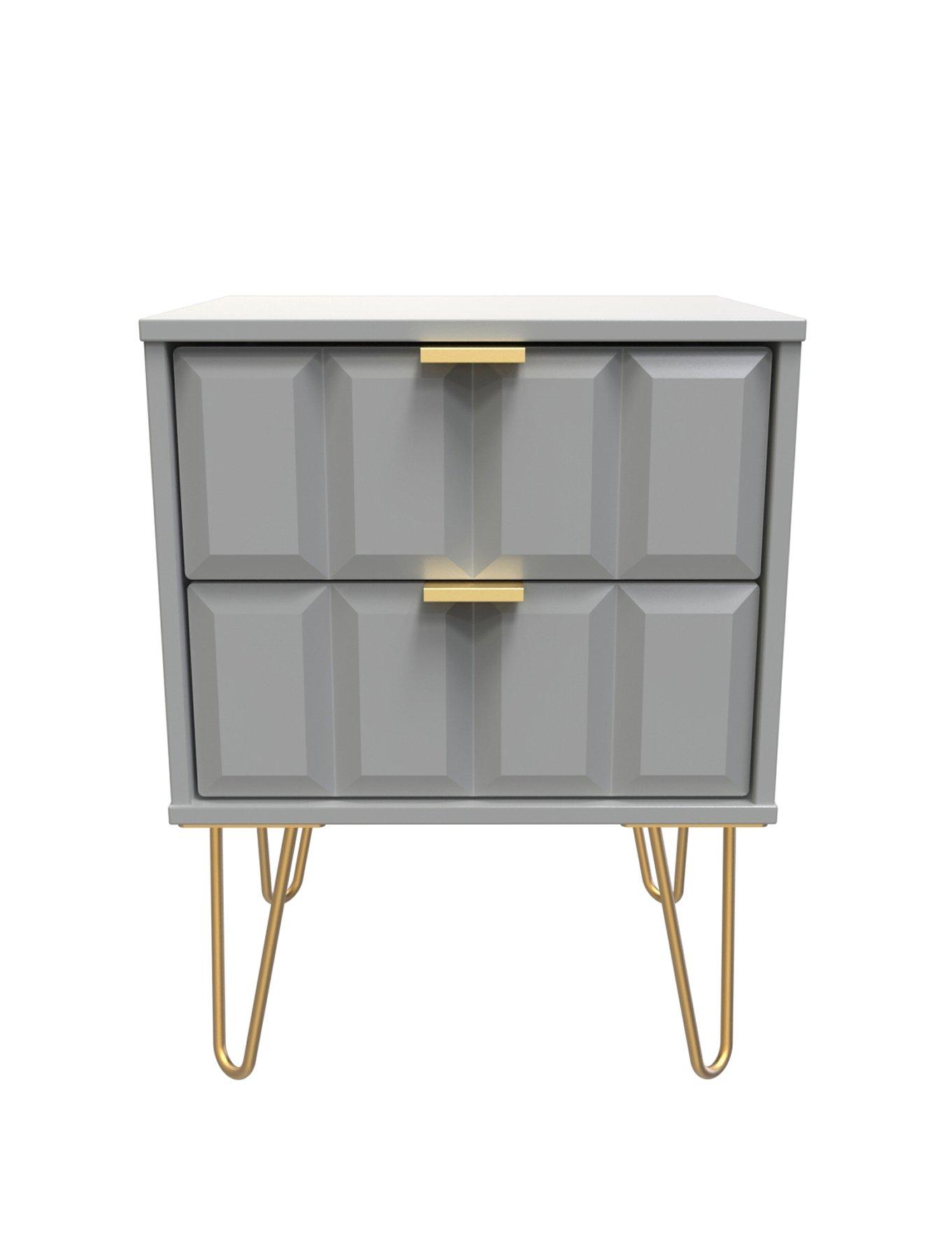 Product photograph of Swift Cube Ready Assembled 2 Drawer Bedside Chest from very.co.uk