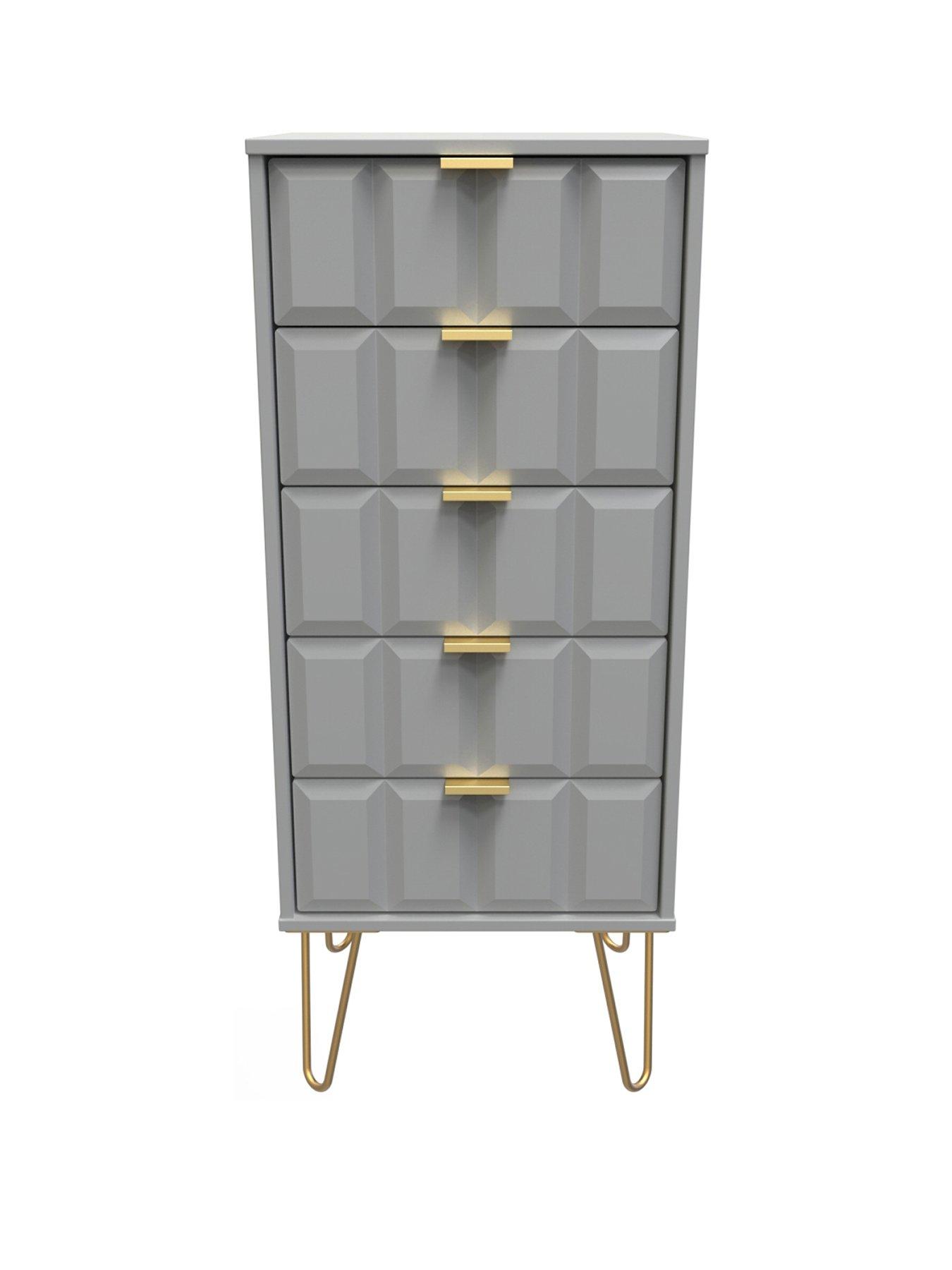 Product photograph of Swift Cube Ready Assembled 5 Drawer Tall Boy from very.co.uk