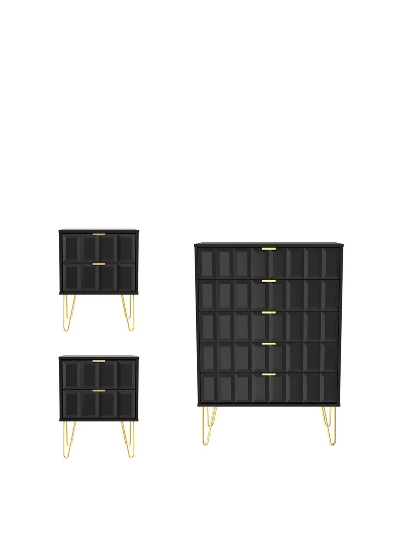 undefined Cube 3 Piece Ready Assembled Package - 5 Drawer Chest and 2 Bedside Chests - FSC® Certified